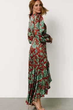 Baltic Born Lavinia Ruffle Maxi Dress | Rust + Green Floral