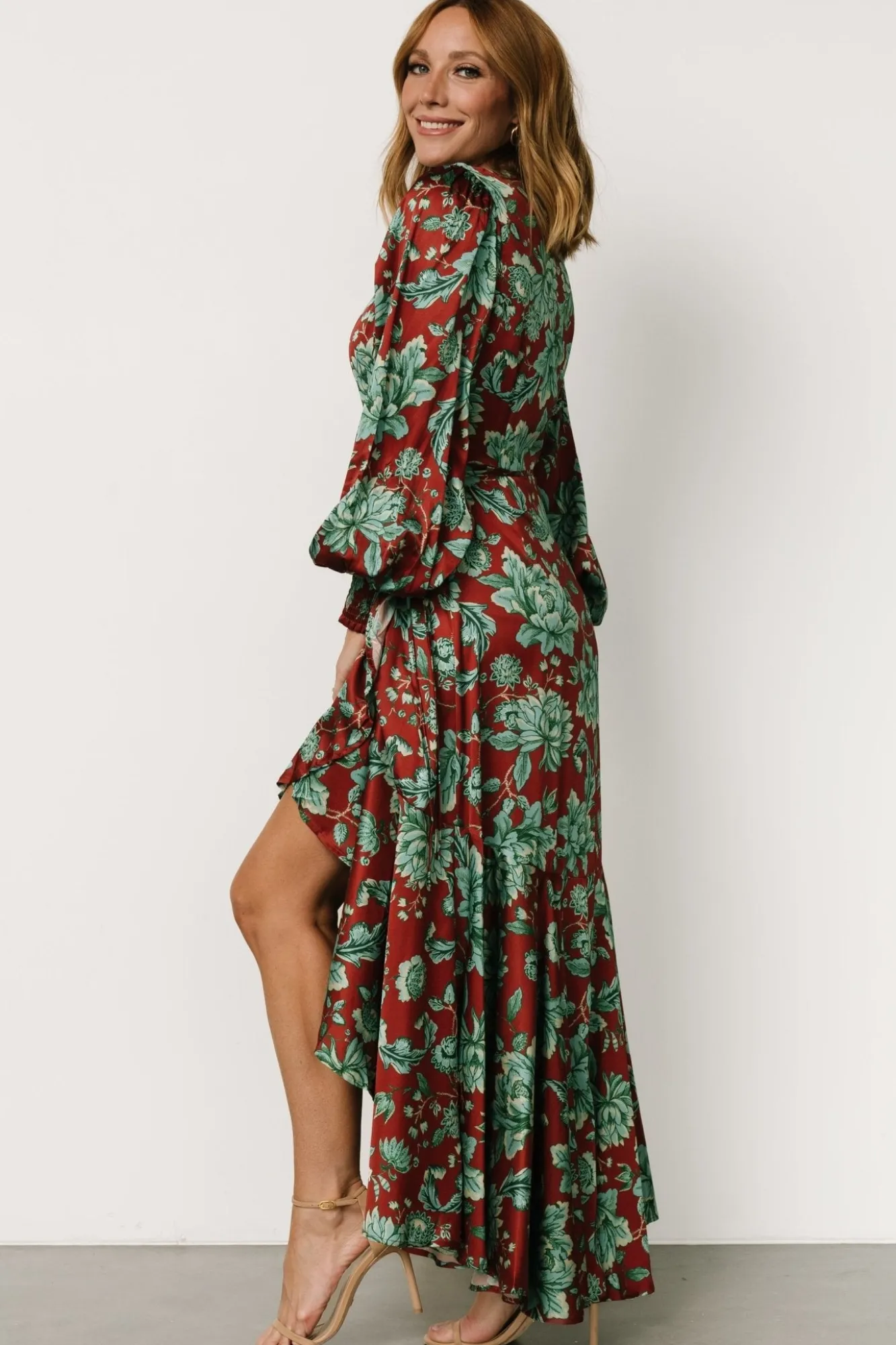 Baltic Born Lavinia Ruffle Maxi Dress | Rust + Green Floral