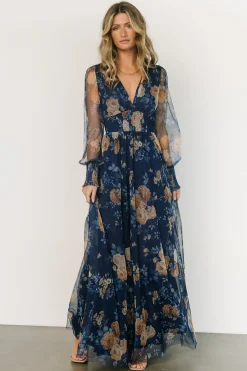 Baltic Born Layla Tulle Maxi Dress | Blue + Golden Floral