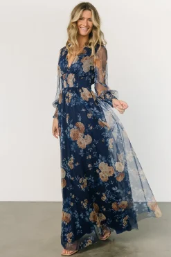 Baltic Born Layla Tulle Maxi Dress | Blue + Golden Floral