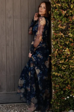 Baltic Born Layla Tulle Maxi Dress | Blue + Golden Floral