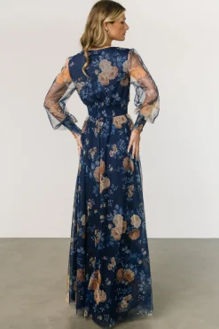 Baltic Born Layla Tulle Maxi Dress | Blue + Golden Floral