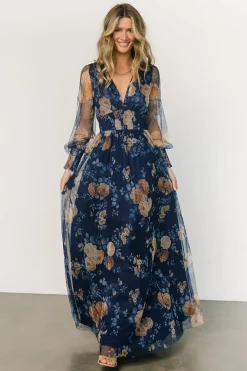 Baltic Born Layla Tulle Maxi Dress | Blue + Golden Floral