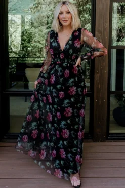 Baltic Born Layla Tulle Maxi Dress | Black Multi
