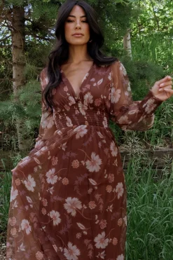 Baltic Born Layla Tulle Maxi Dress | Chestnut Floral