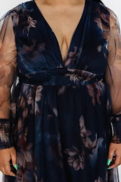 Baltic Born Layla Tulle Maxi Dress | Dark Blue Floral