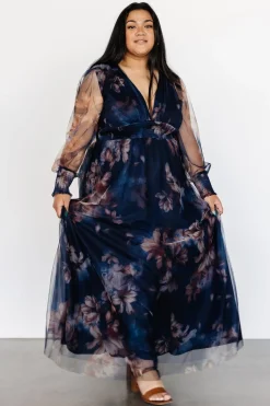 Baltic Born Layla Tulle Maxi Dress | Dark Blue Floral