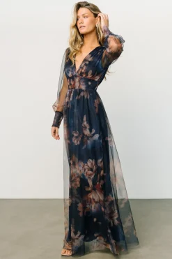 Baltic Born Layla Tulle Maxi Dress | Dark Blue Floral