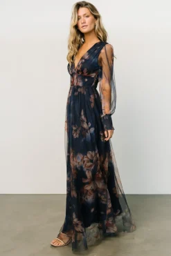 Baltic Born Layla Tulle Maxi Dress | Dark Blue Floral