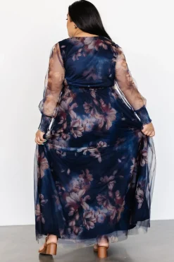 Baltic Born Layla Tulle Maxi Dress | Dark Blue Floral