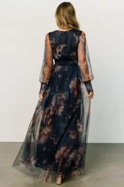 Baltic Born Layla Tulle Maxi Dress | Dark Blue Floral