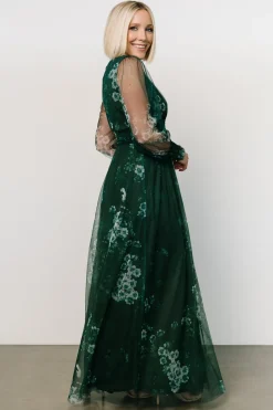 Baltic Born Layla Tulle Maxi Dress | Dark Green Multi