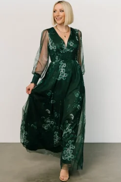 Baltic Born Layla Tulle Maxi Dress | Dark Green Multi