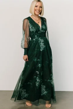 Baltic Born Layla Tulle Maxi Dress | Dark Green Multi