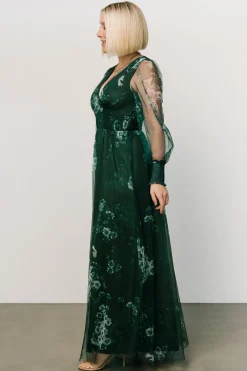 Baltic Born Layla Tulle Maxi Dress | Dark Green Multi