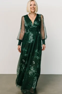 Baltic Born Layla Tulle Maxi Dress | Dark Green Multi