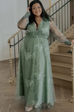 Baltic Born Layla Tulle Maxi Dress | Dusty Green Floral