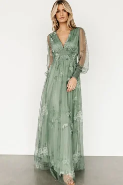 Baltic Born Layla Tulle Maxi Dress | Dusty Green Floral