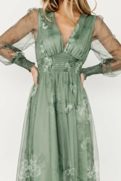 Baltic Born Layla Tulle Maxi Dress | Dusty Green Floral