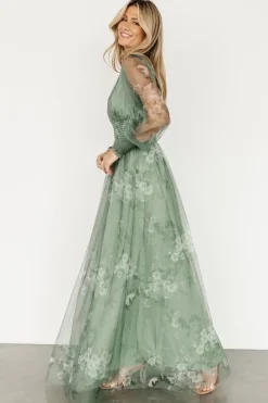 Baltic Born Layla Tulle Maxi Dress | Dusty Green Floral