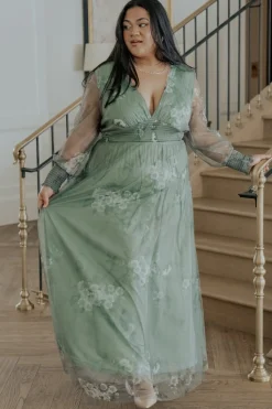 Baltic Born Layla Tulle Maxi Dress | Dusty Green Floral