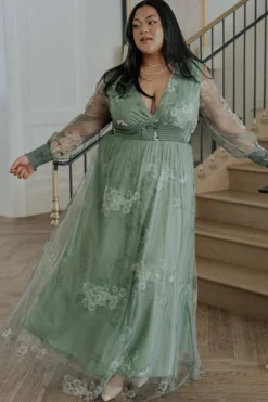 Baltic Born Layla Tulle Maxi Dress | Dusty Green Floral
