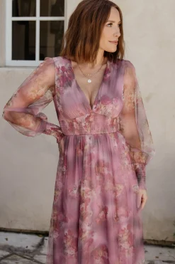 Baltic Born Layla Tulle Maxi Dress | Dusty Orchid Floral