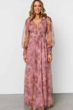 Baltic Born Layla Tulle Maxi Dress | Dusty Orchid Floral