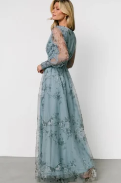 Baltic Born Layla Tulle Maxi Dress | Dusty Blue Floral