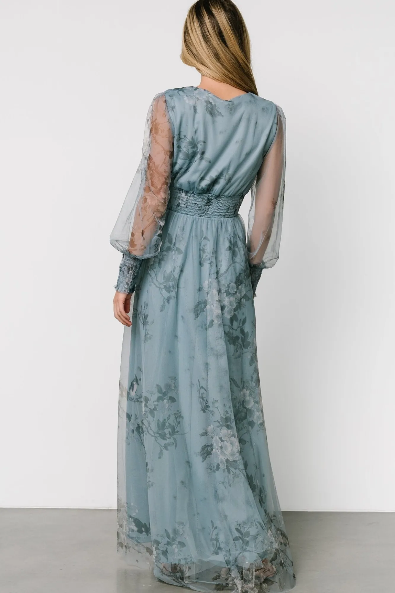 Baltic Born Layla Tulle Maxi Dress | Dusty Blue Floral