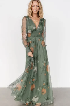 Baltic Born Layla Tulle Maxi Dress | Dusty Olive Floral