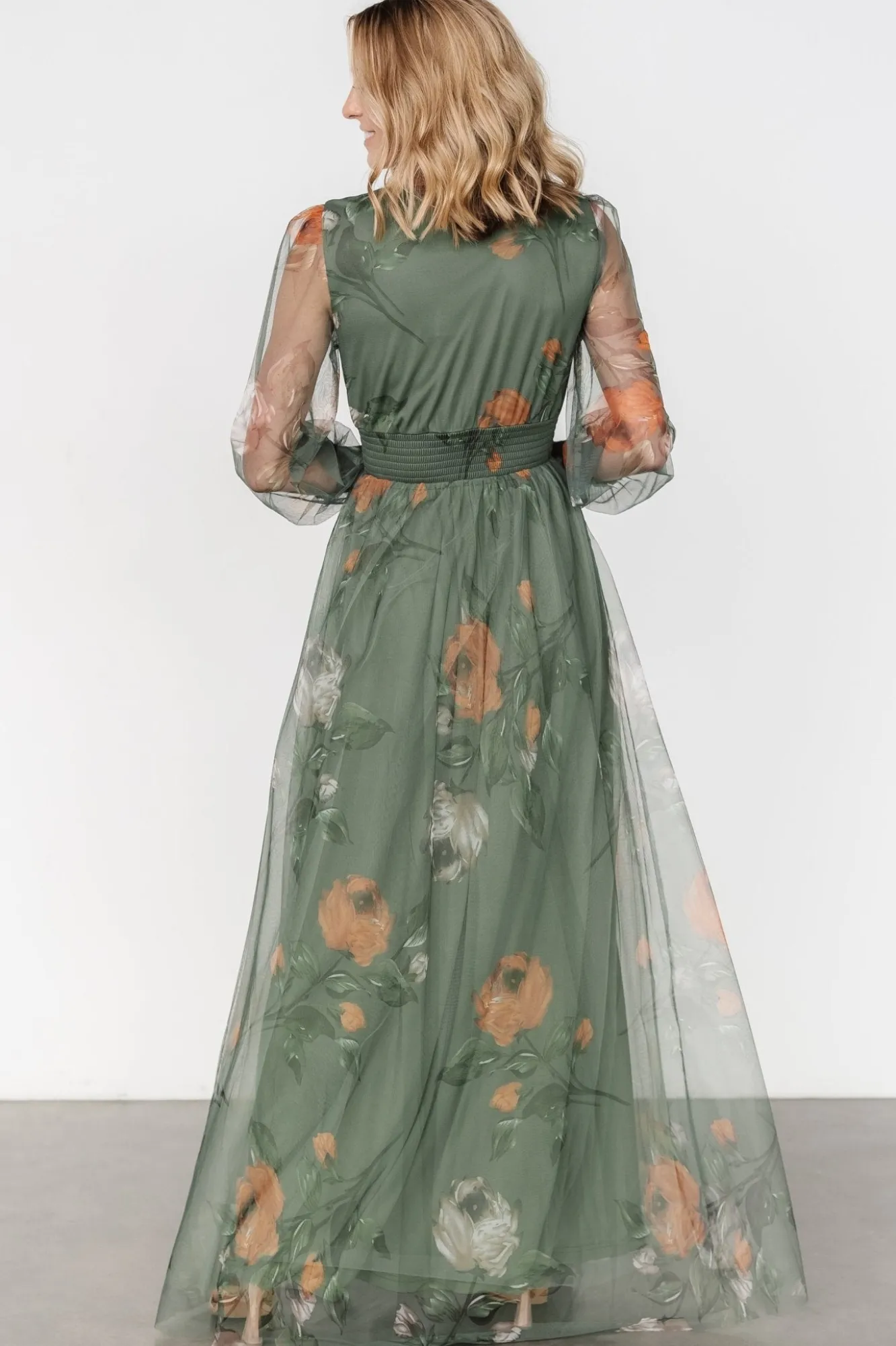 Baltic Born Layla Tulle Maxi Dress | Dusty Olive Floral