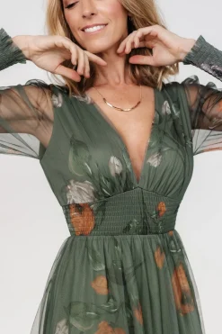 Baltic Born Layla Tulle Maxi Dress | Dusty Olive Floral