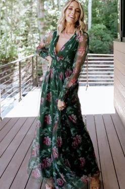 Baltic Born Layla Tulle Maxi Dress | Green + Pink Floral