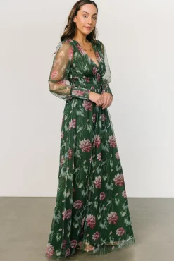 Baltic Born Layla Tulle Maxi Dress | Green + Pink Floral