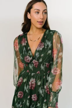 Baltic Born Layla Tulle Maxi Dress | Green + Pink Floral