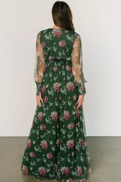 Baltic Born Layla Tulle Maxi Dress | Green + Pink Floral
