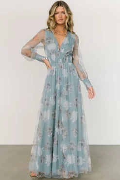 Baltic Born Layla Tulle Maxi Dress | Light Blue Floral
