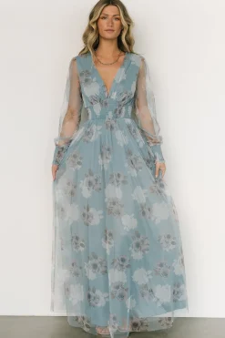 Baltic Born Layla Tulle Maxi Dress | Light Blue Floral