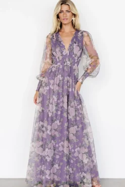 Baltic Born Layla Tulle Maxi Dress | Lavender + Blush Floral