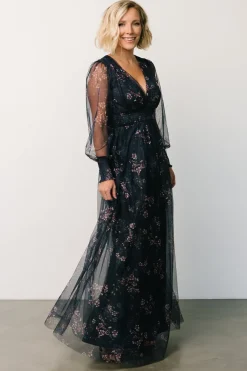 Baltic Born Layla Tulle Maxi Dress | Metallic Blue + Pink