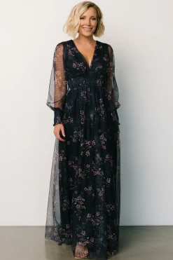 Baltic Born Layla Tulle Maxi Dress | Metallic Blue + Pink