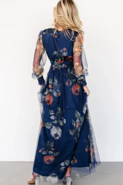 Baltic Born Layla Tulle Maxi Dress | Navy Blue Floral