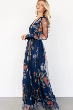 Baltic Born Layla Tulle Maxi Dress | Navy Blue Floral