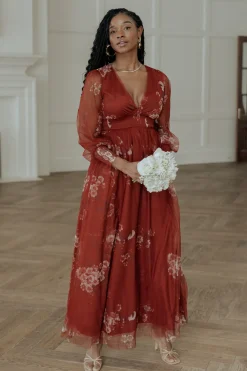 Baltic Born Layla Tulle Maxi Dress | Rust Floral