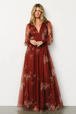Baltic Born Layla Tulle Maxi Dress | Rust Floral
