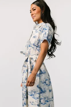 Baltic Born Layne Midi Dress | Cream + Blue
