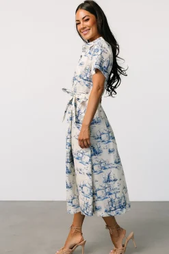 Baltic Born Layne Midi Dress | Cream + Blue