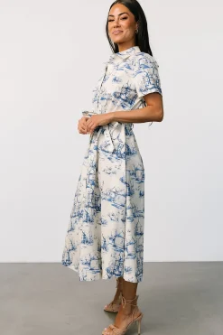 Baltic Born Layne Midi Dress | Cream + Blue