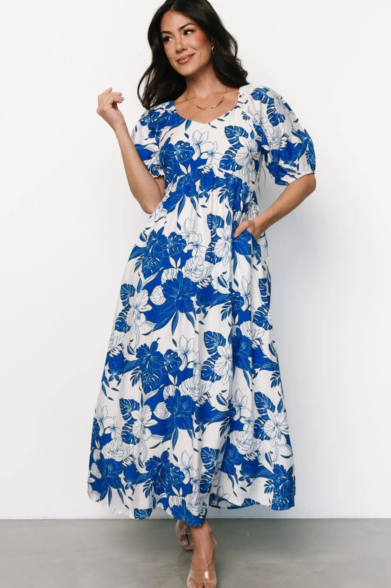 Baltic Born Leela Maxi Dress | Cobalt + Off White